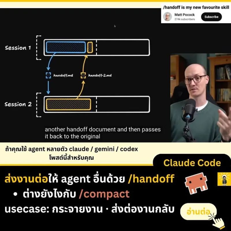 Claude Handoff Skill - สำหรับการส่งต่องานระหว่าง AI Agents